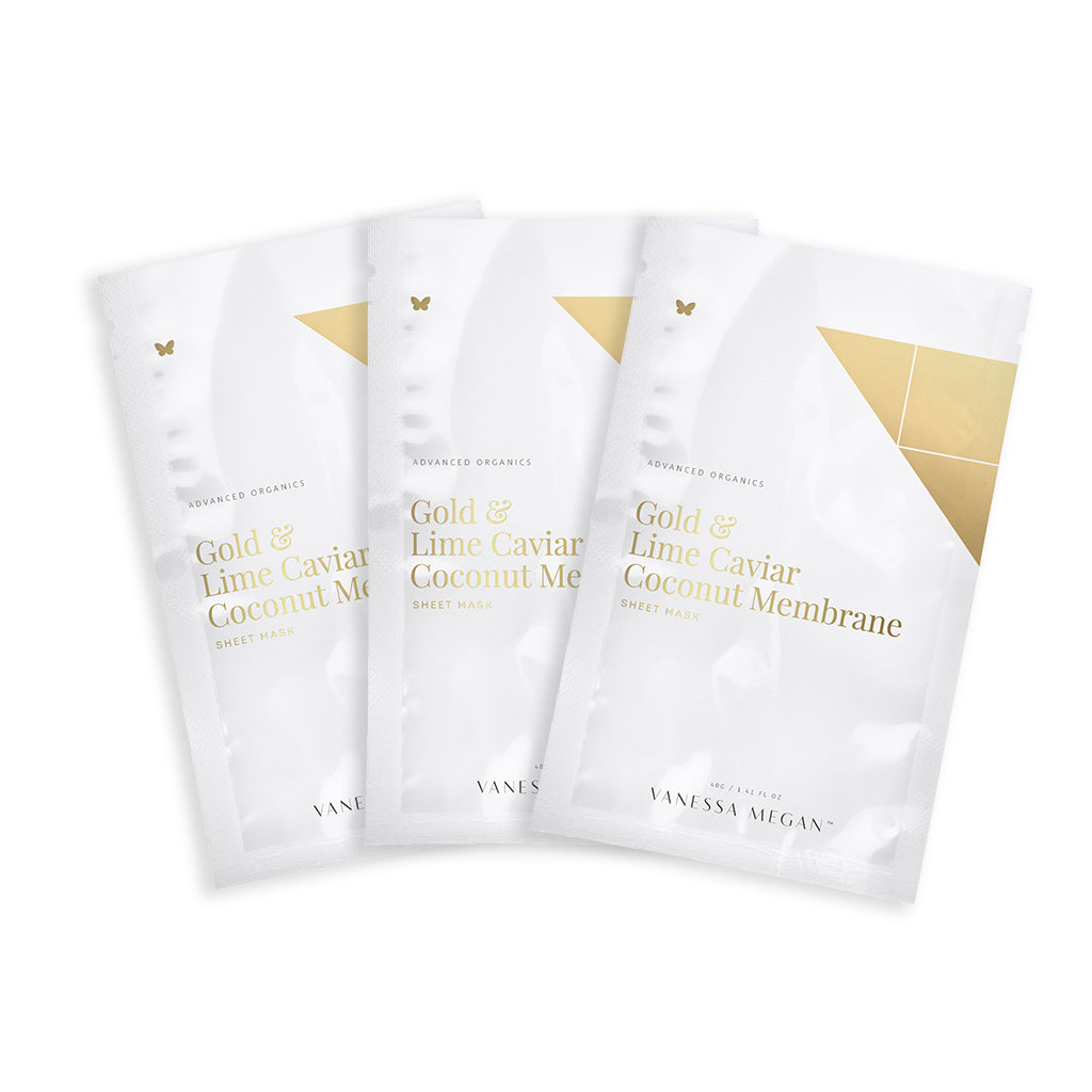 Gold & Lime Caviar | Coconut Membrane Sheet Mask | 3-Pack