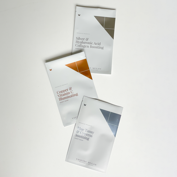 Silver, Copper & Blue Sheet Mask Trio